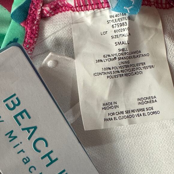 Beach Betty by Miracle Brands Small Bikini Top Swim Padded Cup Tropical Leaf New - Picture 5 of 8